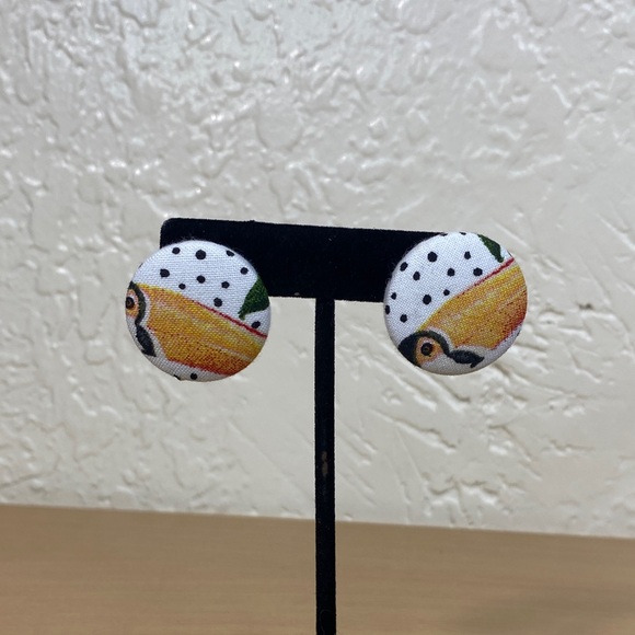 Elegant Polka Dot Button Earrings - Picture 2 of 5